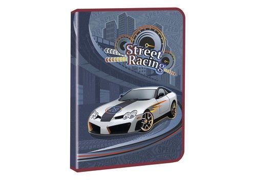 Папка для труда пластиковая на молнии А4 Kidis Street Racing с глиттером фото