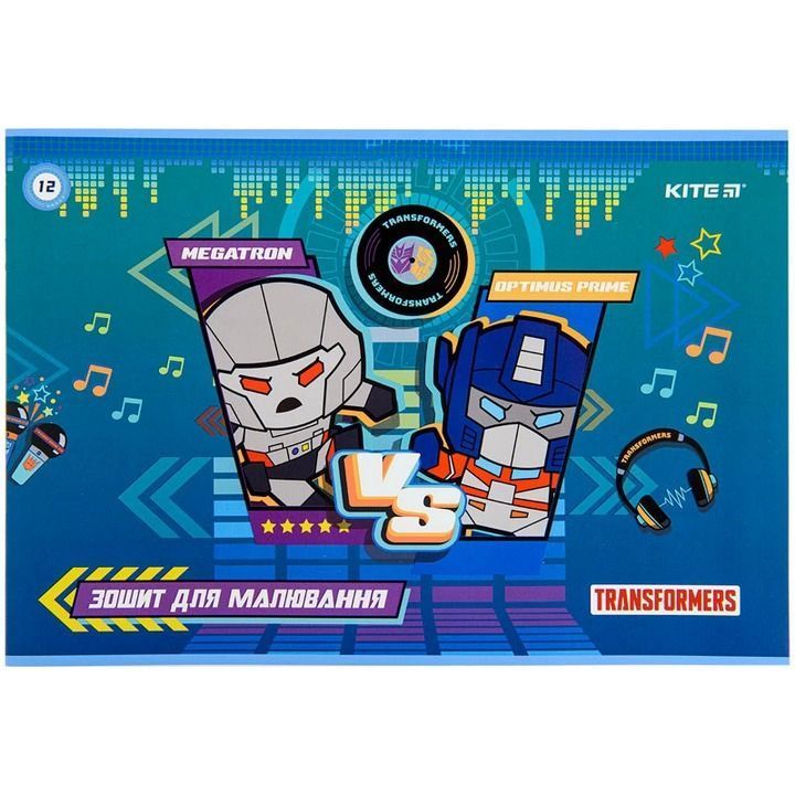 Альбом для рисования 12л скоба Kite Transformers 100г/м2 фото