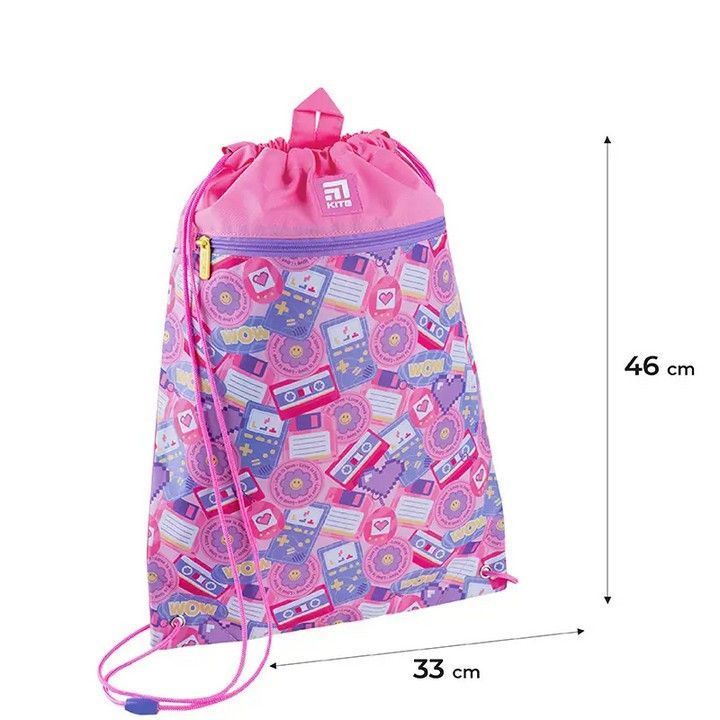 Сумка для взуття Kite 601M Love is Love для дівчинки, з кишенею, рожева 46*33см фото