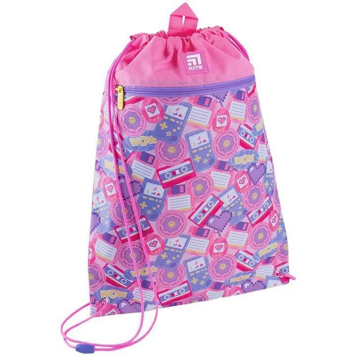 Сумка для взуття Kite 601M Love is Love для дівчинки, з кишенею, рожева 46*33см фото
