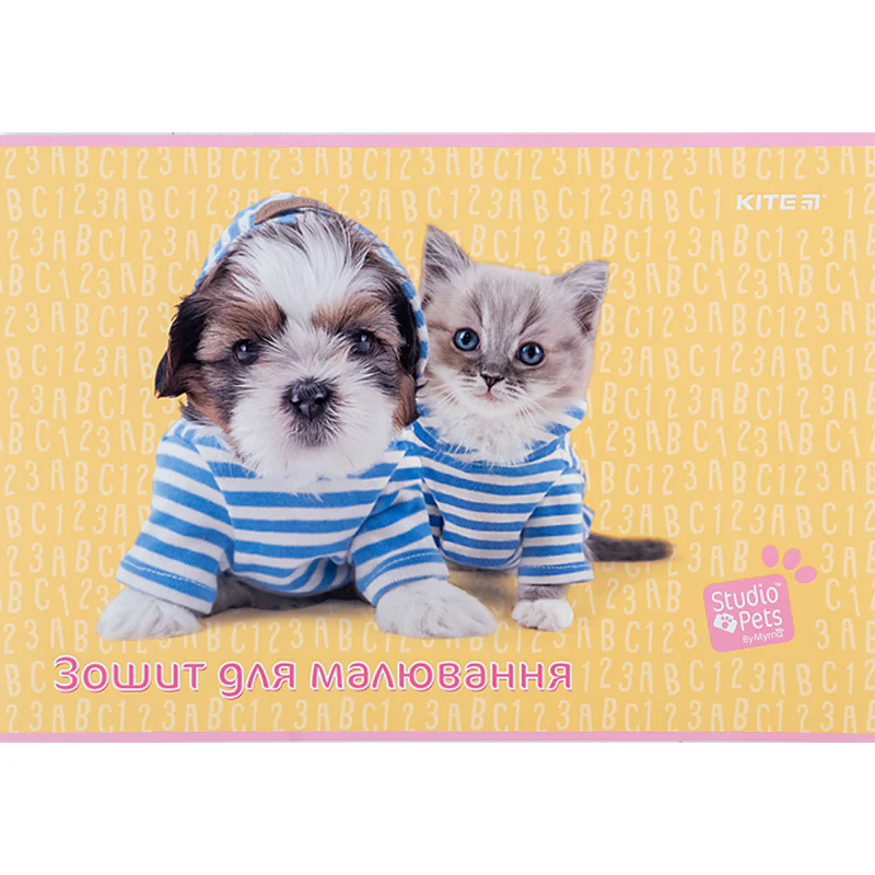 Альбом для рисования 12л скоба Kite Studio Pets 100г/м2 фото