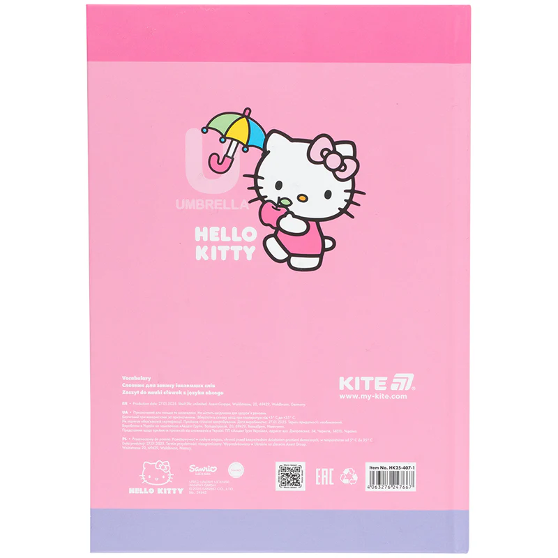 Зошит-словник для запису іноземних слів Kite Hello Kitty А5 60арк фото