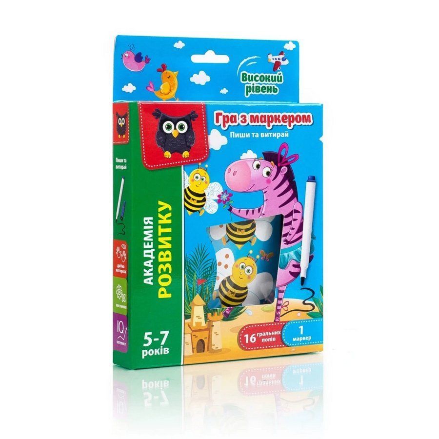Гра розвиваюча Пиши и витирай Зебра Високий рівень Укр (Vladi Toys) фото