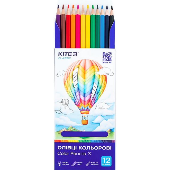 Олівці кольорові Kite Classic 12 кольорів фото