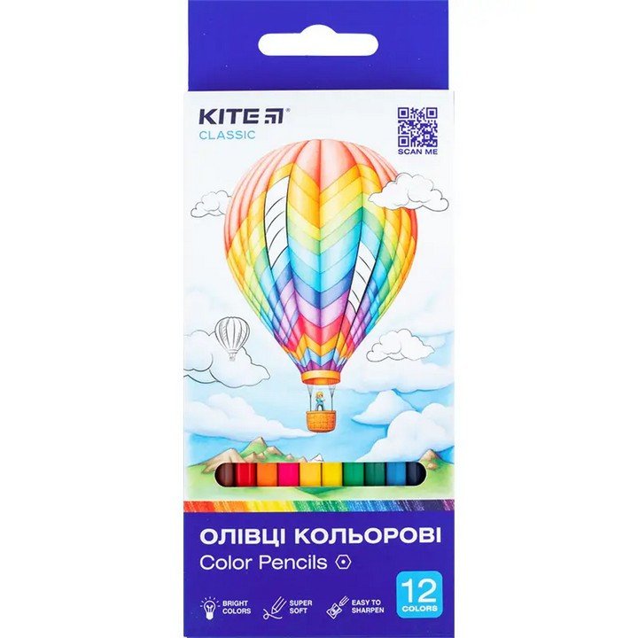 Олівці кольорові Kite Classic 12 кольорів фото