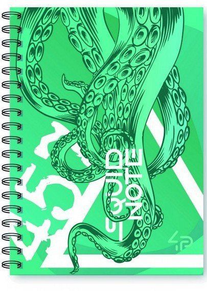 Тетрадь А5 48л, в клетку, на пружине, мягкая обложка Profiplan Squid note green фото