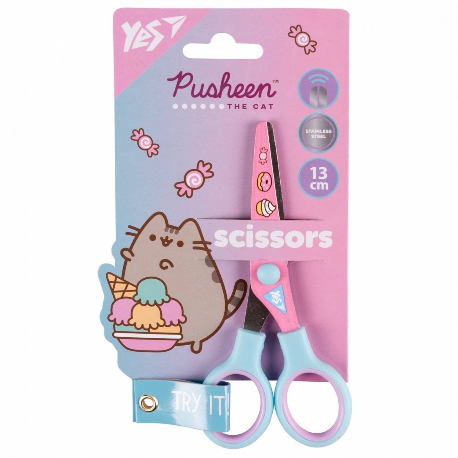 Ножиці дитячі Yes Pusheen 13см з принтом на лезі фото